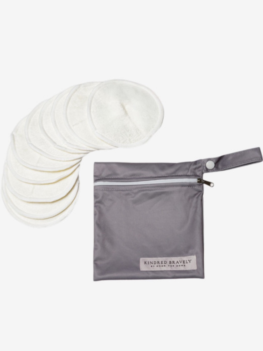 Kindred Bravely Organic Bamboo Reusable Breast Pads (10 count) with Storage Bag